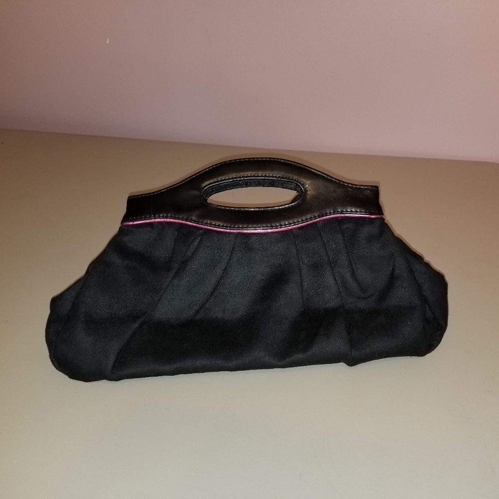 Victoria's Secret Small Bag Black Velvet Pink Trim